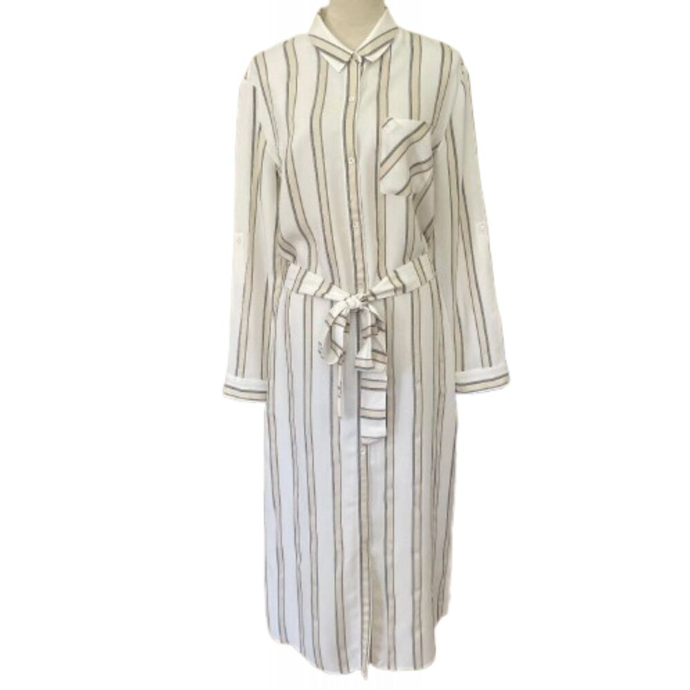 Olivia Palermo Chelsea Maxi Shirt Dress Striped Large